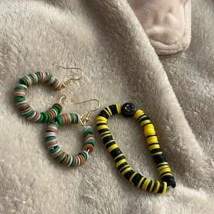 Earrings and bracelet